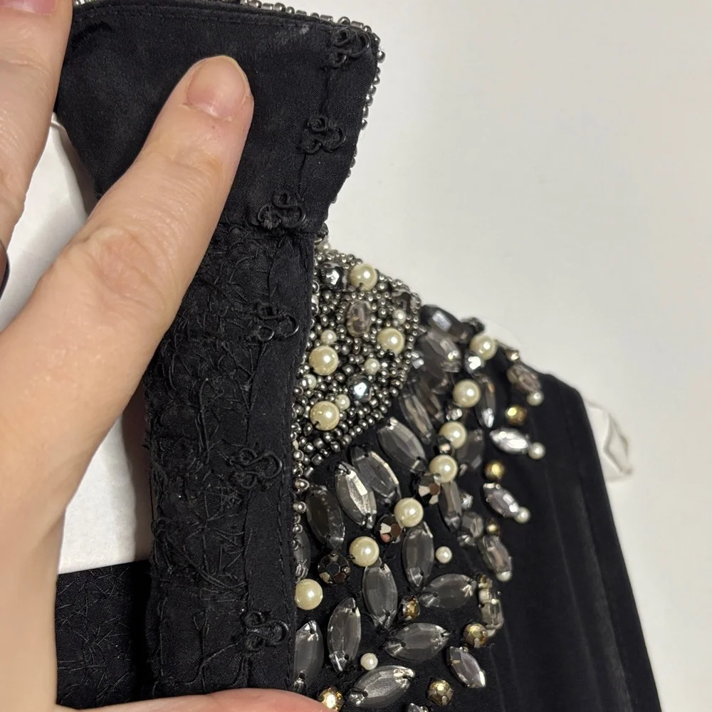 Haute Hippie Black High-Low Dress with Beaded Neckline - Picture 5 of 6